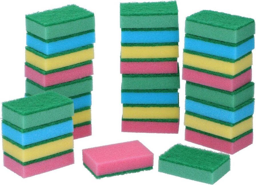 Dirt Devil schuursponsjes 60x gekleurd huishoud schoonmaak afwas