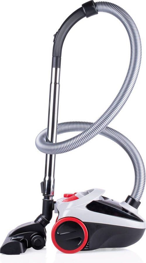 Dirt Devil Stofzuiger met Zak DD2001 Vacuum Cleaner met HEPA 10 Filter Stofzuiger met Combiborstel en Kierenzuigmond 800W Stofopvangbak 2 L Grijs Rood
