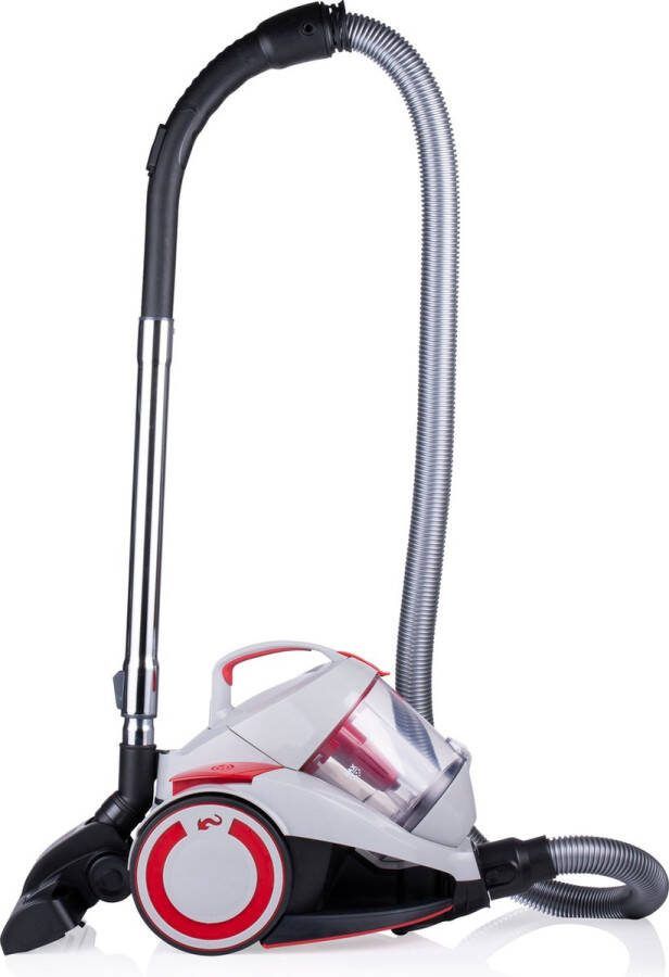 Dirt Devil Stofzuiger zonder Zak DD2502 Vacuum Cleaner 700W HEPA 12 Filter Cycloon Stofzuiger met Combiborstel Kierenzuigmond en Parketzuigmond Stofopvangbak 1 8 L Grijs Rood