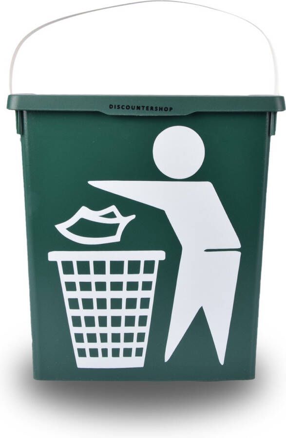 Discountershop Handig klein afvalbak Afvalemmer containertje 100% BIO recyclable | 30.8x25x14 cm| organisch afval 11 liter Groen | 1 Stuks