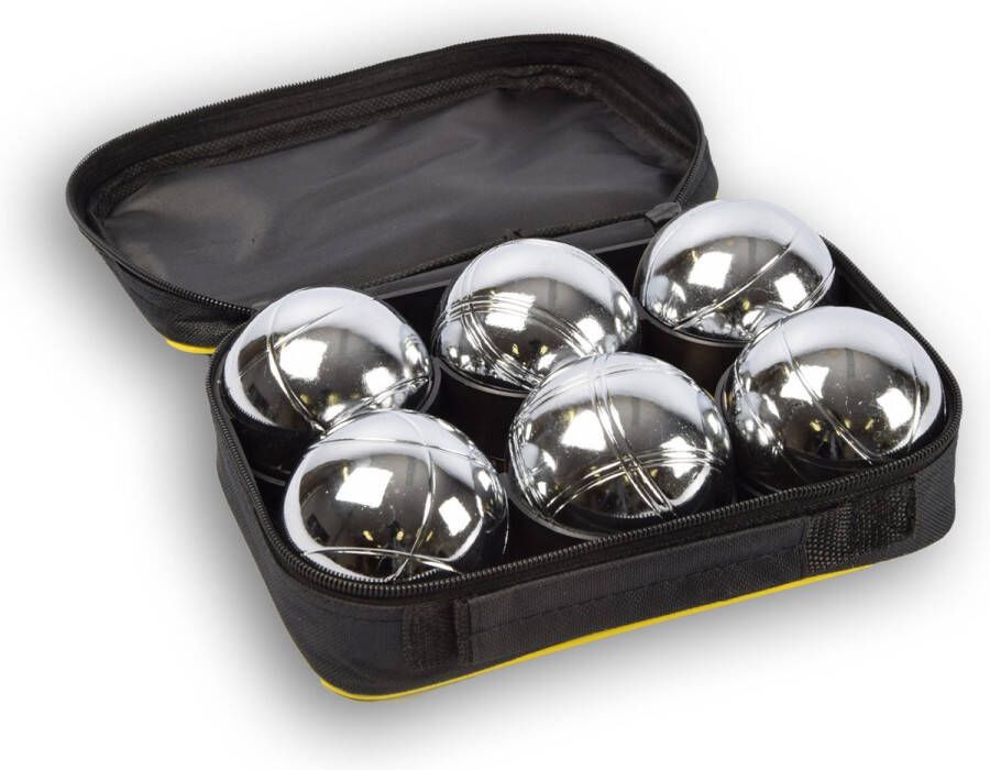 Discountershop Complete Jeu de Boules Set voor Volwassenen Metalen Ballen Inclusief Draagtas 6 Ballen + Jack + Meetpin Buitenspeelgoed