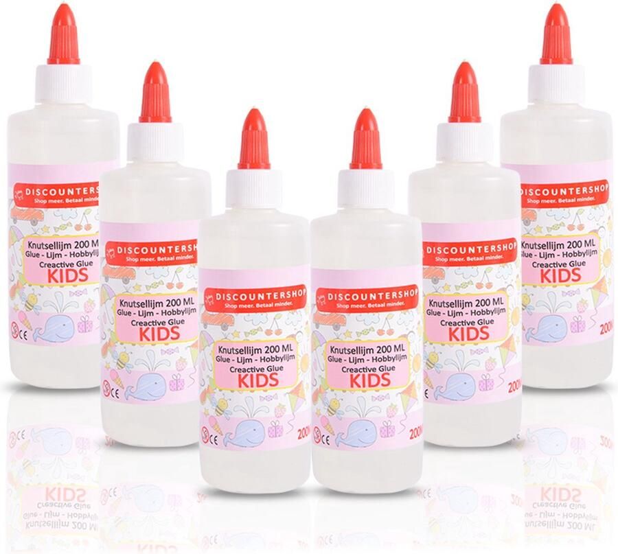 Discountershop 5x Knutsellijm 200ml per Tube Totaal 1000ml Kinderlijm Doorzichtige Lijm voor Knutselen All Purpose Glue