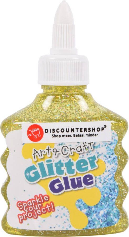 Discountershop Glitterlijm Goud Creatief Knutselplezier voor Kinderen 90ml Veilig en Niet-giftig Hobbylijm