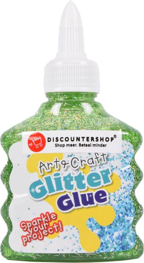 Discountershop Glitterlijm Groen Creatief Knutselplezier voor Kinderen 90ml Veilig en Niet-giftig Hobbylijm