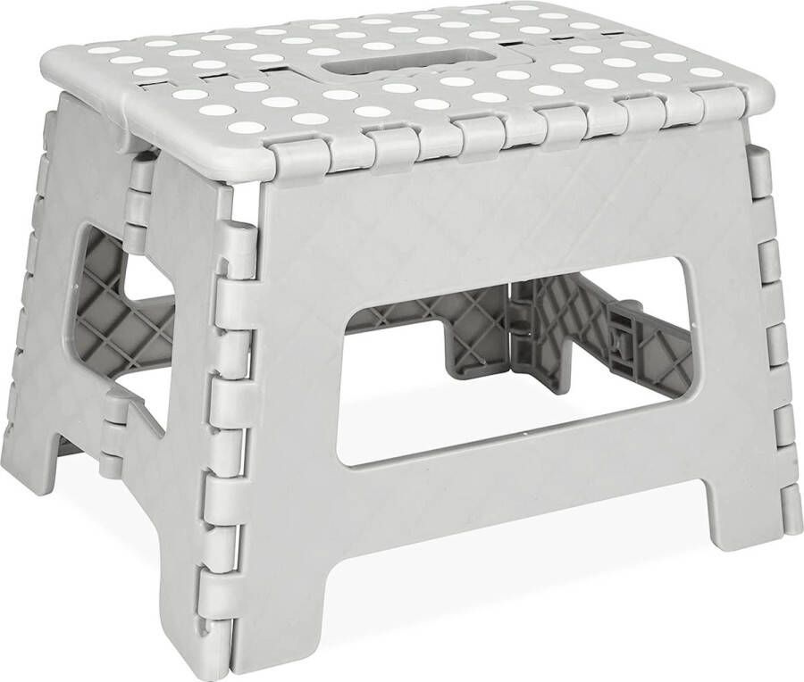 Discountershop Grijs Opstapkrukje Opvouwbaar en Stevig Kunststof Krukje Antislip Compact en Draagbaar Ideaal voor Huishouden en Camping Max. Belastbaar Gewicht 100kg Veilige Constructie voor Kinderen