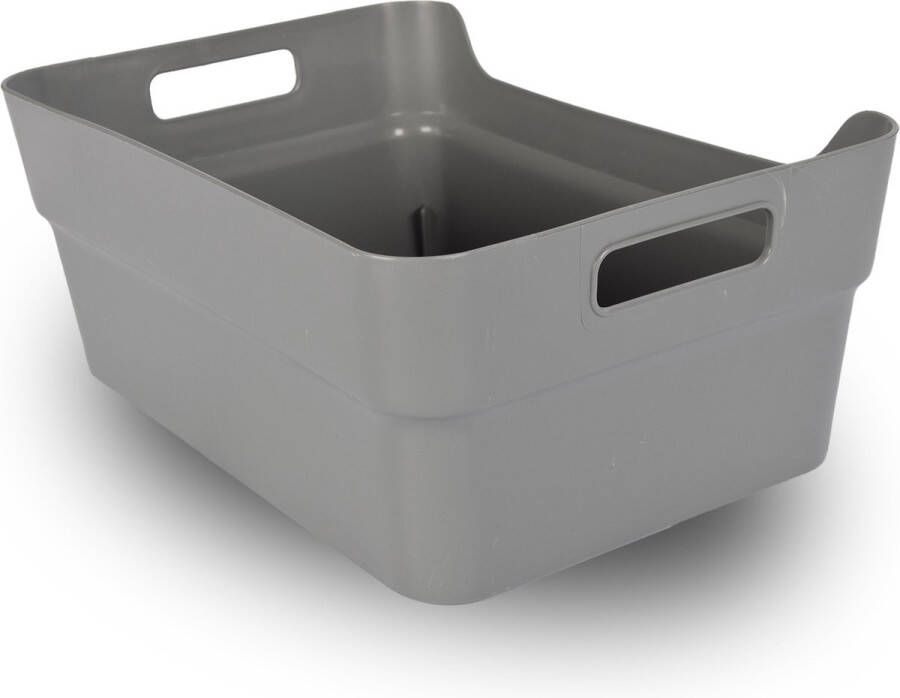 Discountershop Grijze Opbergbox 11 Liter van 100% Gerecycled Plastic Waterdicht en Duurzaam 23.5cm x 14cm x 34cm Ideaal voor Huishouden Slaapkamer en Klussen