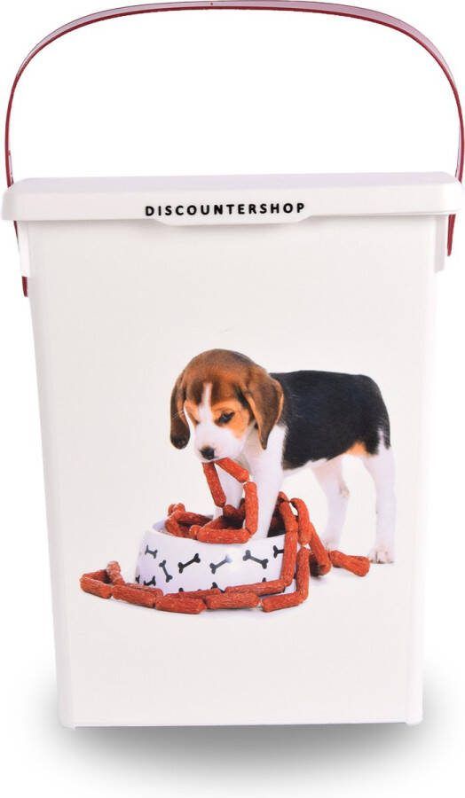 Discountershop Hondenvoer opbergbox 4L luchtdichte witte hygiënische kunststof ideaal voor huishouden en hondenwinkels 23.5cm x 19cm x 22cm