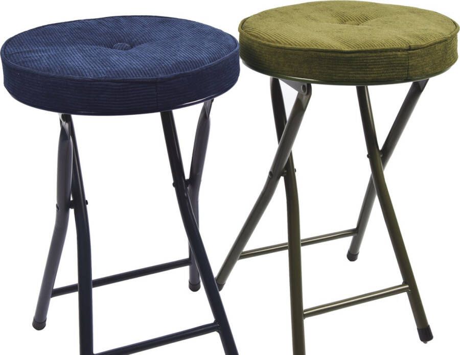 Discountershop Klapstoel met zithoogte van 45 cm Vouwstoel velvet zitvlak stoel tafelstoel- RIBCORD tafelstoel klapstoel Velvet klapstoel Luxe klapstoel Met kussentjes FLUWEEL- Stoelen Klapstoelen Stoeltje Premium chair Blauw groen
