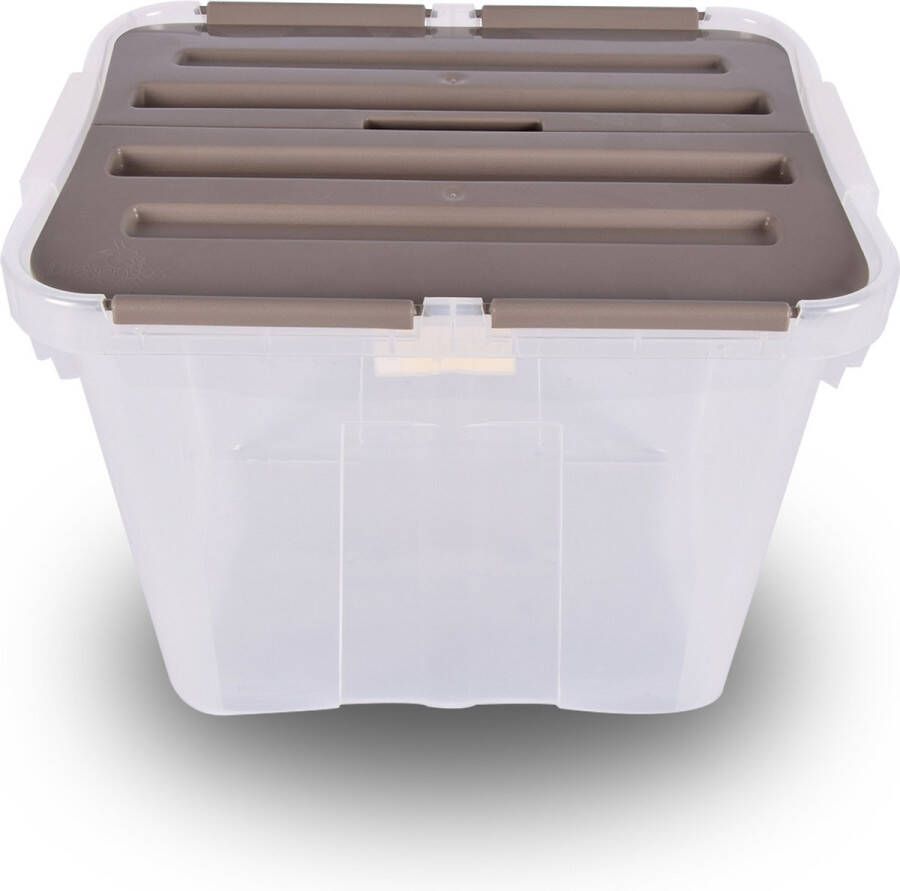 Discountershop Multifunctionele Grijze Opbergbox 24L Waterdicht Stapelbaar met Klapdeksel Ideaal voor Huishouden Slaapkamer en Klussen Organisatie