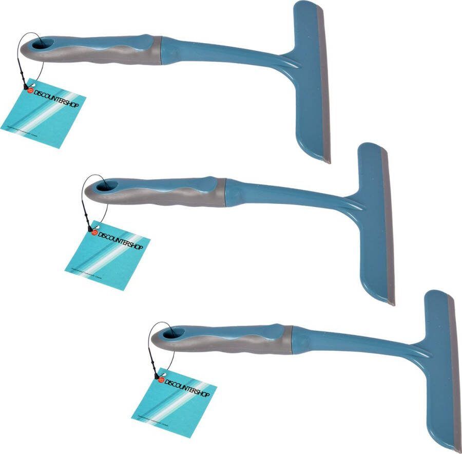 Discountershop Multifunctionele Handmatige Raamwisser Set van 3 Blauw 16x2x26 cm Voor Auto Douche & Meer!