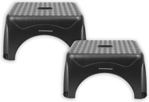 Discountershop Opstapkrukje Max. belastbaar gewicht 150 KG Opstapkrukje 2 stuks in de verpakking opstapje trappetje zwart met anti-slip -150 kg oppervlak 45 x 31.5 cm