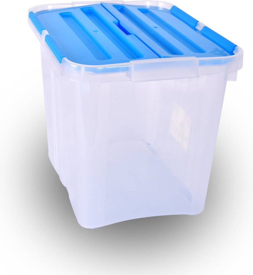 Discountershop Ruime 24L Blauwe Opbergbox Transparant Waterdicht en Stapelbaar met Klapdeksel Ideaal Woonartikelen voor Slaapkamer Huishouden en Klussen