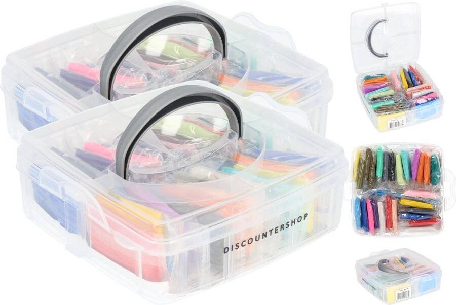 Discountershop Set van 2 Multifuntioneel Polymeer Klei Set 1 set Bevat 26 Stuks Klei Multikleuren & 5 Gereedschappen Geschikt voor Kinderen vanaf 2+ jaar Boetseerklei Set Inclusief Opbergkoffer