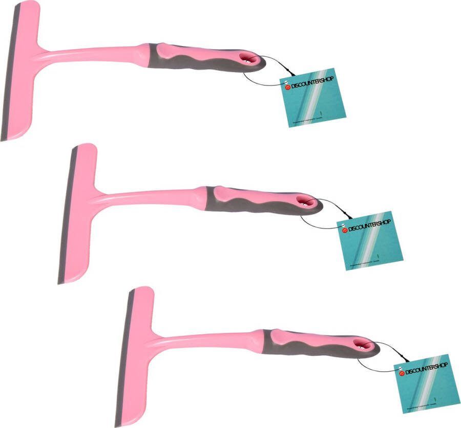 Discountershop Set van 3 Roze Multifunctionele Handmatige Raamwissers Perfect voor Efficiënte Schoonmaak (16cm x 2cm x 26cm) Auto Douche & Meer!