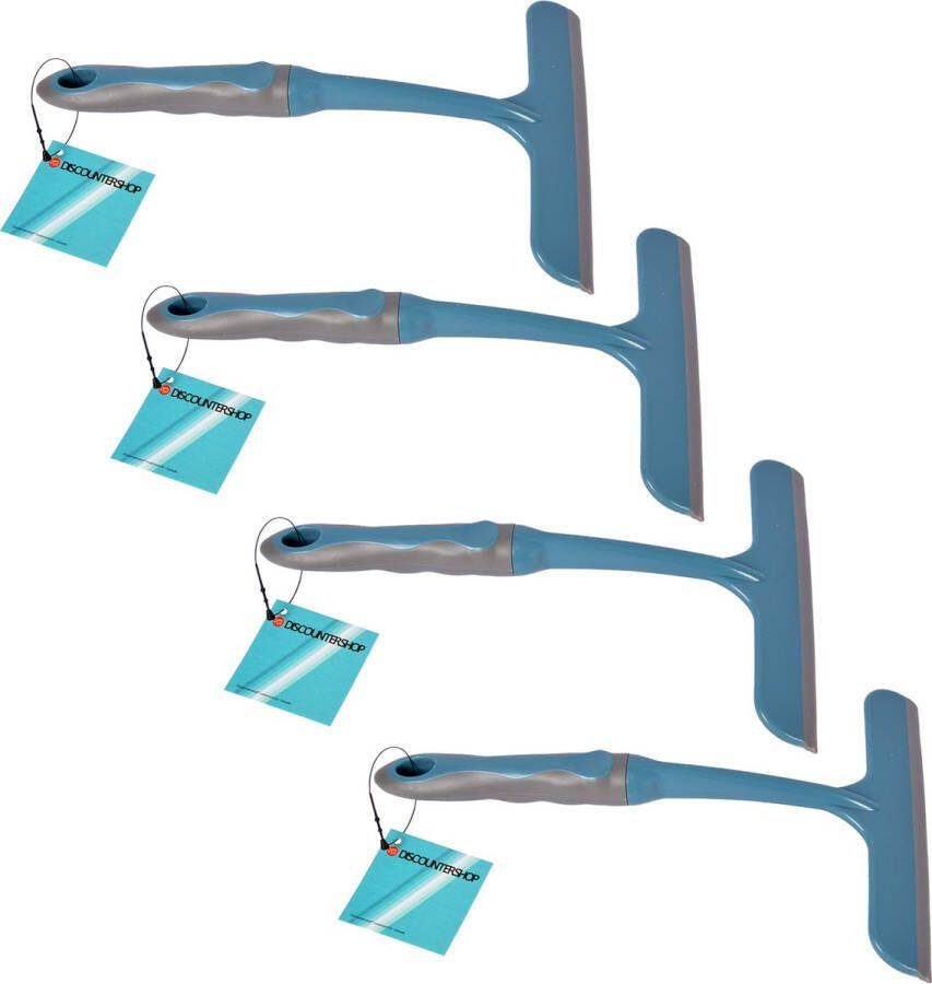 Discountershop Set van 4 Blauwe Handmatige Raamwissers Multifunctionele Schoonmaakset (16cm x 2cm x 26cm )