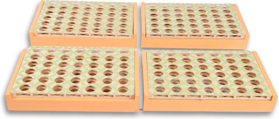 Discountershop Set van 4 Houten Vier op een Rij Hout Classic Bordspellen – Multikleur Geschikt vanaf 6 jaar 24x15x4cm Milieuvriendelijk Reisspellen