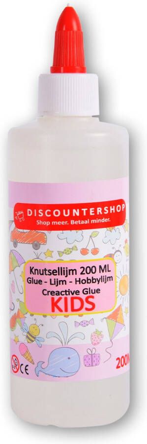 Discountershop Knutsellijm 200ml Schoollijm Slijmlijm & Ambachtelijke Lijm | Wasbaar ideaal voor het maken van slijm Doorzichtige knutsellijm All purpose glue Kinderlijm Knutselen