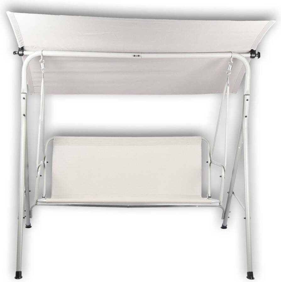 Discountershop Twee Persoons Schommelbank Buiten Tuinmeubel Met Zonnescherm Licht Grijs Max 260kg Polyester Staal 120x170x150cm
