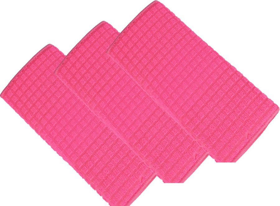 Discountershop Veelzijdige Roze Schoonmaakdoeken 30x40 cm 3 pack Ideaal Vaatdoek voor Ramen Auto's & Meer Streepvrije Reiniging