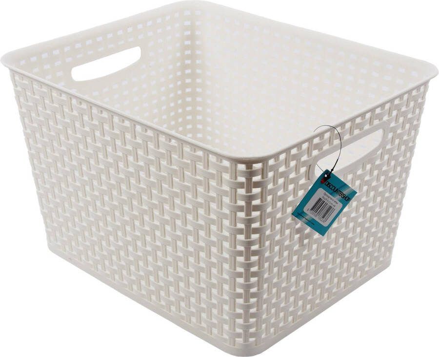 Discountershop Witte Opbergbak 17L Lade Organizer Kunststof 36cm x 29.5cm x 22cm Ideale Opbergmand voor Speelgoed Keuken en Badkamer Perfect Opbergbox als Universeel Kastorganizer