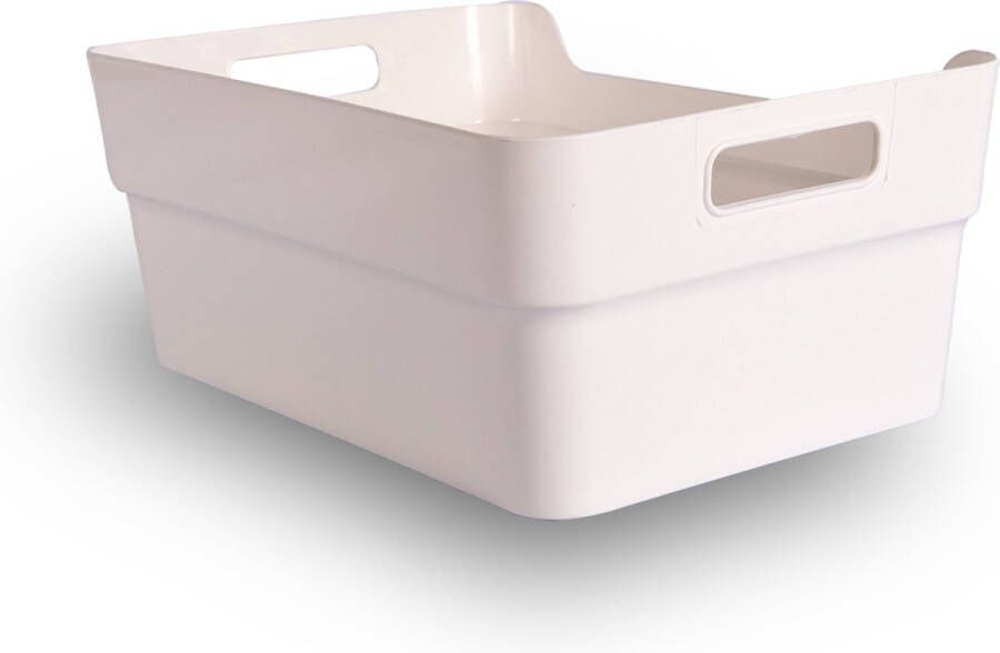 Discountershop Witte Opbergbox van 100% Gerecycled Plastic Waterdicht en Duurzaam 23.5cm x 14cm x 34cm Ideaal voor Slaapkamer Organizers en Klussenbox