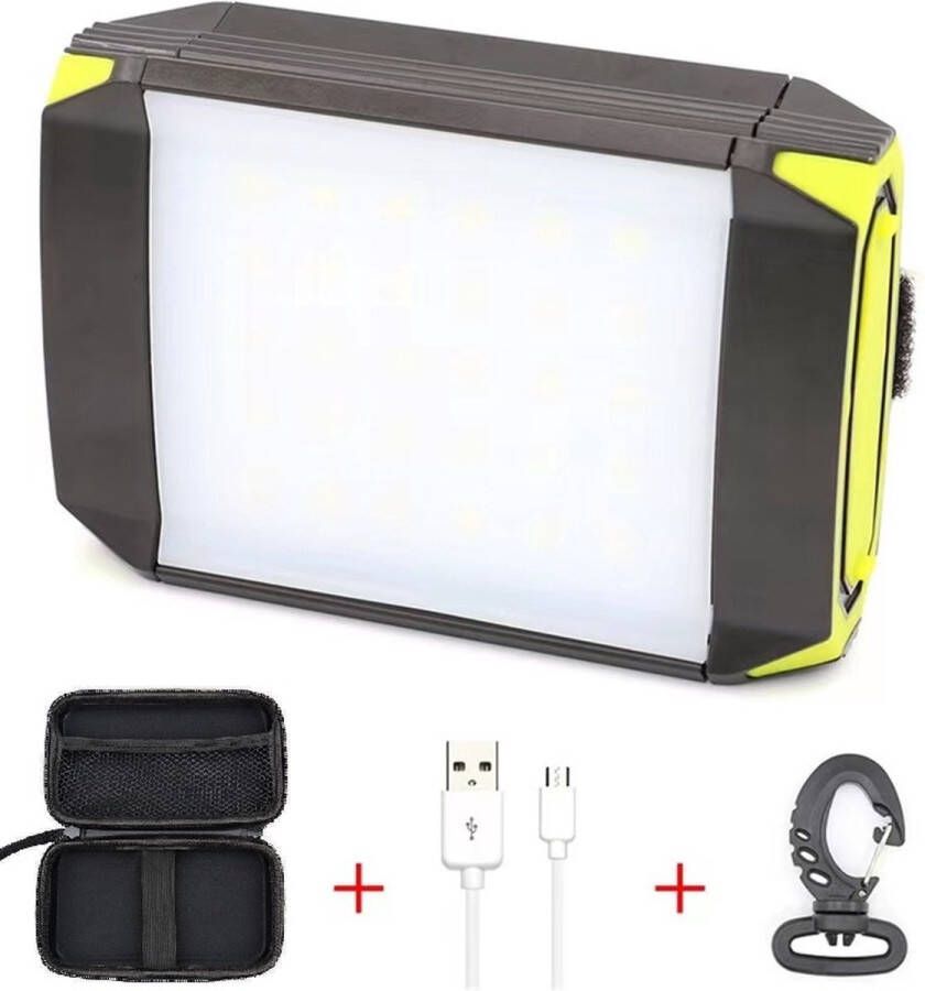 Discovery Shop Ultrakrachtige Draagbare 30-LED Werklamp XL Mini-Bouwlamp Camping Lantaarn Powerbank 5 tot 45 uur batterijduur USB-oplaadbaar Ophanghaak Magnetische voet Waterdicht en Stootvast INCLUSIEF Hardcase Opbergtas