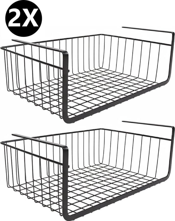 DISEV Kasthangmanden Hangmandje voor kast Set van 2 hangmanden 41 cm Ophangen zonder boren Zwart