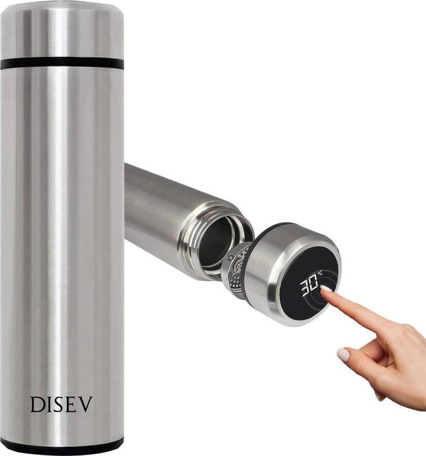 DISEV Slimme Thermosfles met LCD temperatuur Display Thermosbeker- Dubbelwandige Thermosfles Isoleerfles Thermoskan Koffiebeker Drinkflessen RVS thermosbeker
