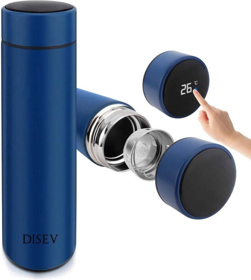 DISEV Slimme Thermosfles met LCD temperatuur Display Thermosbeker- Dubbelwandige Thermosfles Isoleerfles Thermoskan Koffiebeker Drinkflessen RVS thermosbeker