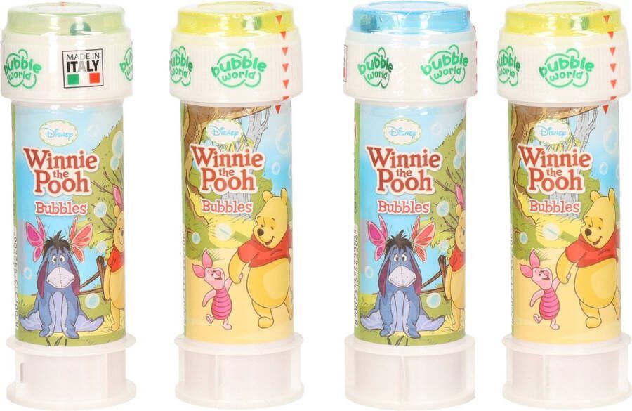 Disney 24x Winnie de Poeh bellenblaas flesjes met spelletje 60 ml voor kinderen Uitdeelspeelgoed Grabbelton speelgoed