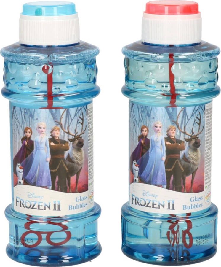 Disney 2x Frozen 2 bellenblaas flesjes met spelletje 300 ml voor kinderen Uitdeelspeelgoed Grabbelton speelgoed