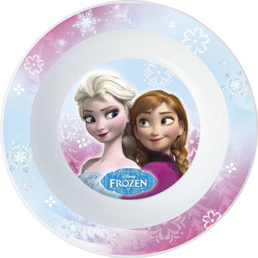 Disney 2x stuks Frozen thema diepe ontbijt bordjes van 16 cm Peuter Kinder borden van kunststof