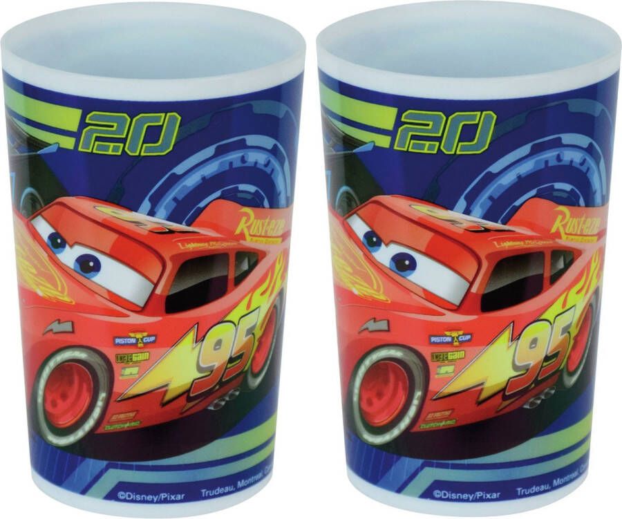 Disney 2x stuks kunststof drinkbeker Cars 220 ml Onbreekbare kinder bekers