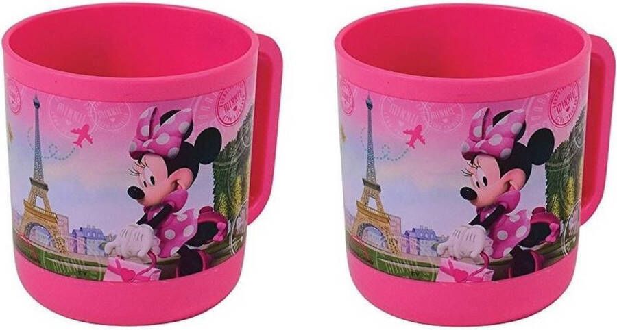 Disney 2x stuks kunststof Minnie Mouse Eiffeltoren bekers 350 ml voor kinderen Kunststof drinkbekers voor kinderen
