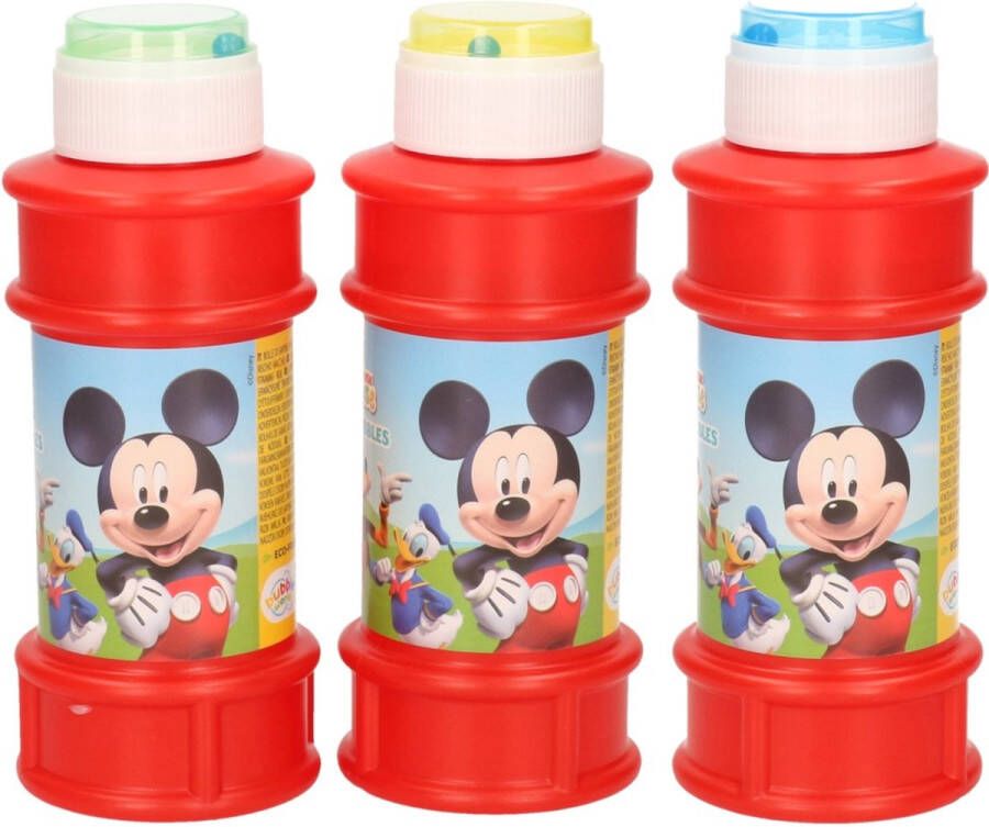 Disney 3x Mickey Mouse bellenblaas flesjes met spelletje 175 ml voor kinderen Uitdeelspeelgoed Grabbelton speelgoed