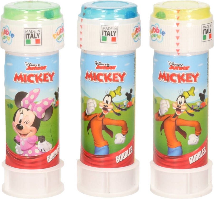 Disney 4x Mickey Mouse bellenblaas flesjes met spelletje 60 ml voor kinderen Uitdeelspeelgoed Grabbelton speelgoed