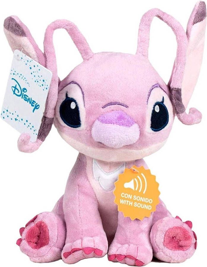 Disney Classics Angel Disney Lilo & Stitch Roze Pluche Knuffel 35 cm + Geluid {Disney Plush Toy Speelgoed knuffeldier knuffelpop voor kinderen jongens meisjes lilo en stitch angel leroy stitch}