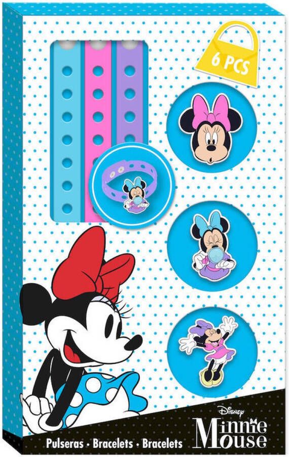 Disney armbandenset Minnie Mouse junior blauw roze 6-delig