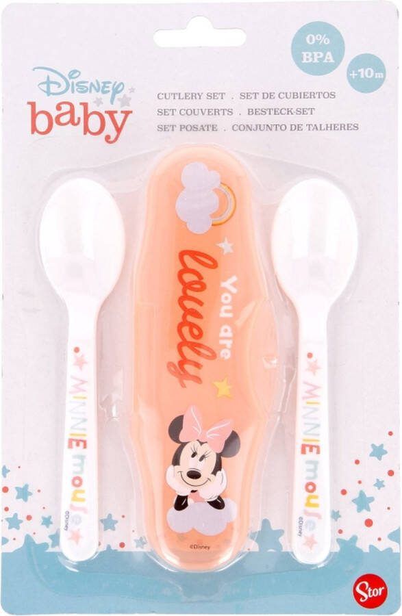 Disney baby bestekset opbergdoosje met 2 lepeltjes Minnie Mouse
