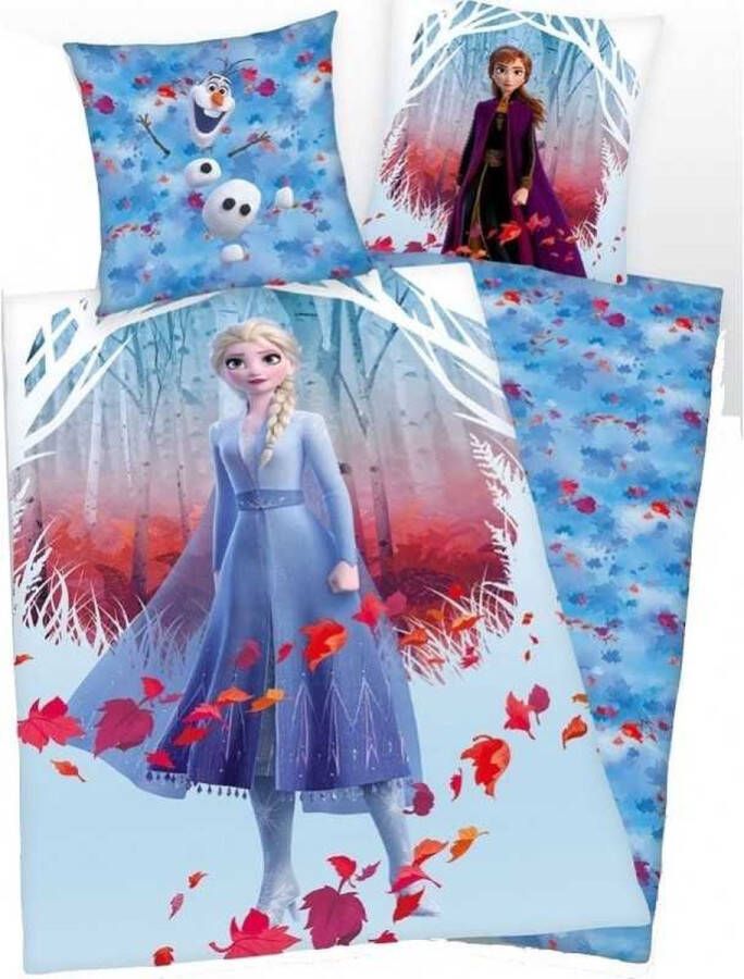 Disney Blauw Frozen Dekbedovertrek Anna Elsa & Olaf 140x200cm + Kussensloop
