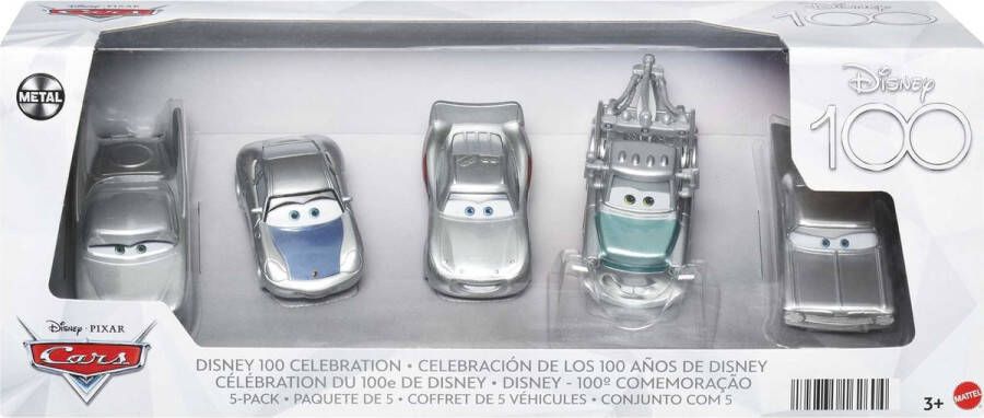 Disney Cars Disney Pixar Cars 5-pack Lightning McQueen Sally Hook Flo Ramone platina decoratie schaal 1:55 HPL98