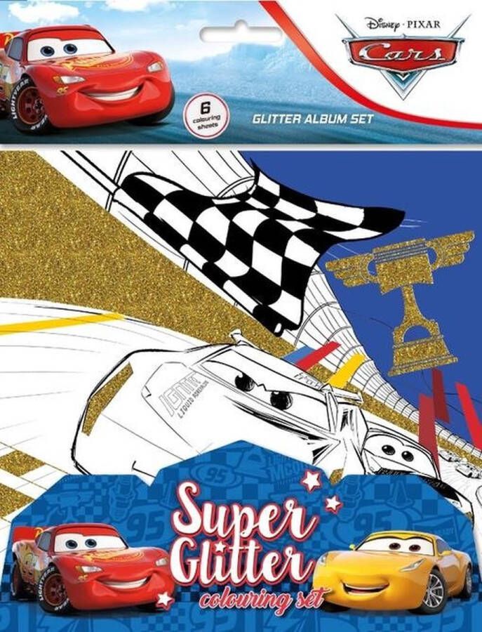 Disney Cars Glitter Album set 6 kleurplaten met glitters 21 5 x 27 5 cm