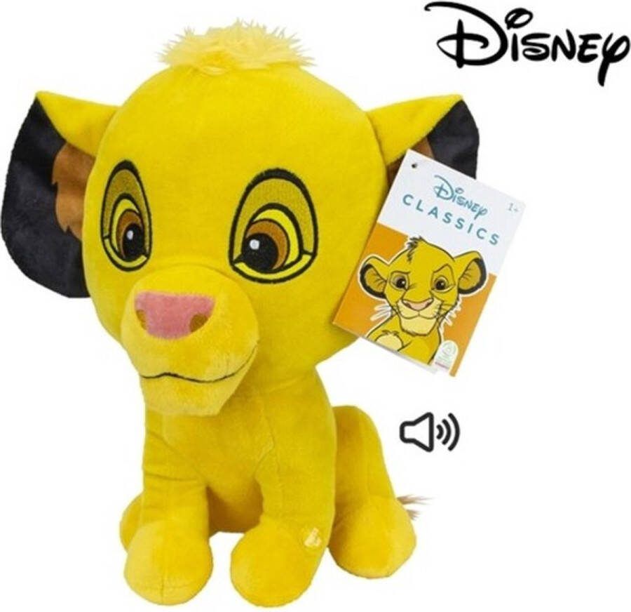 Disney Classics Simba Happy Disney The Lion King Pluche Knuffel met Geluid 30 cm {Leeuwenkoning plush toy Speelgoed knuffeldier knuffelpop voor kinderen jongens meisjes Leeuw Tijger knuffel Leeuwen Koning Nala Mufasa Timon Pumba}