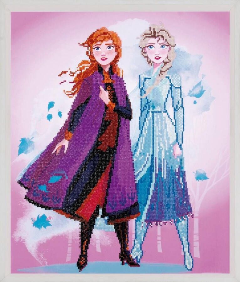 Disney Diamond Painting Frozen II Elsa en Anna Diamond Painting 47x55cm. DP Volledige bedekking Ronde steentjes diamondpainting inclusief tools