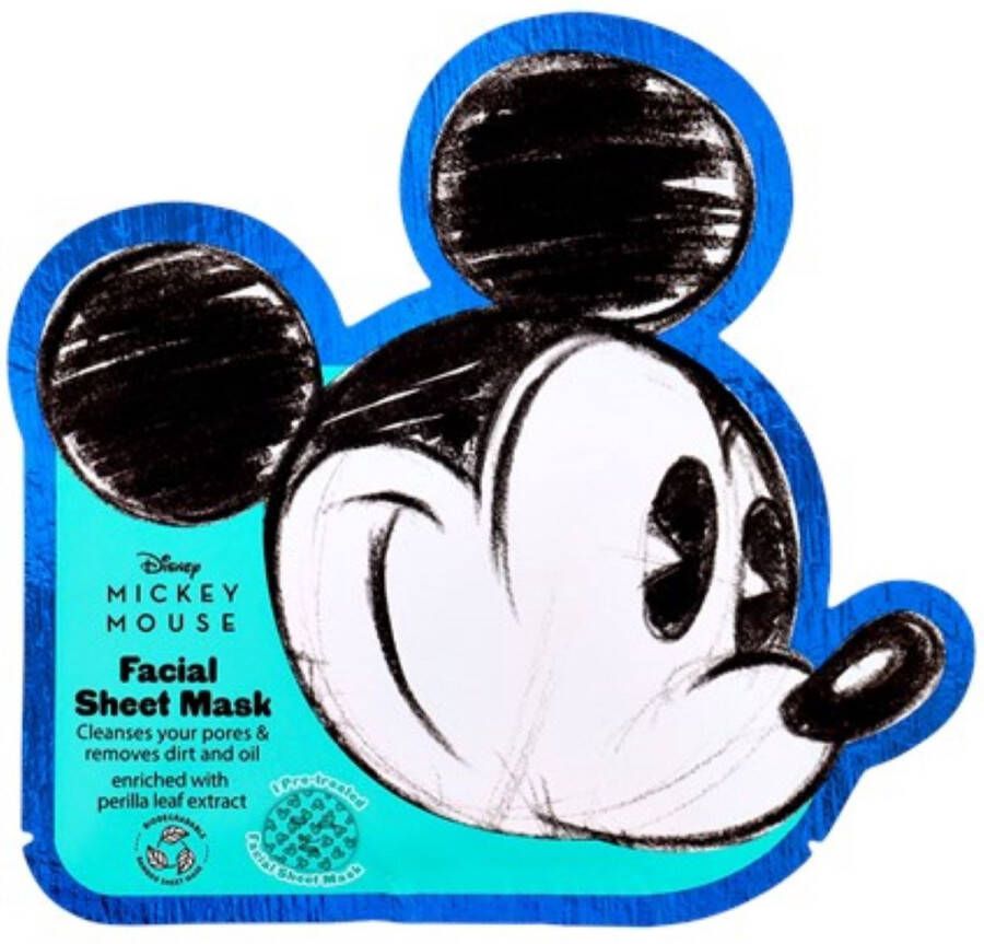 Merkloos Disney facial sheet mask Mickey Mouse reinigend gezichtsmasker masker verrijkt met perilla blad