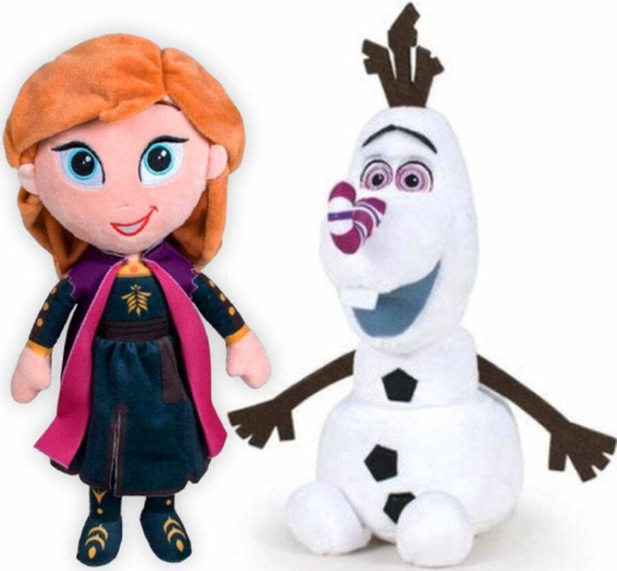 Disney Frozen Anna + Olaf Pluche Knuffel 32 cm { 2 Plush Toy Speelgoed pop Knuffelpop Knuffeldier voor Kinderen Jongens Meisjes Anna Elsa Sven Olaf Sneeuwpop}