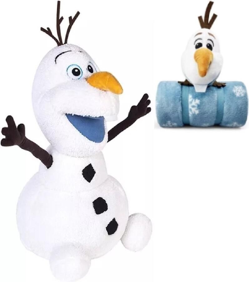 Disney Frozen Olaf met Fleece Deken Pluche Knuffel 35 cm Speelgoed Knuffels voor Kinderen Jongens Meisjes Frozen 2 Anna Elsa Olaf Sven
