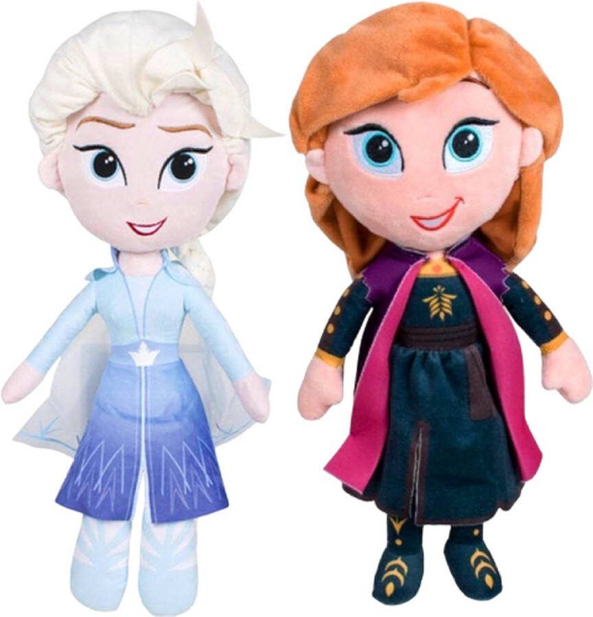 Disney Frozen Elsa + Anna Pluche Knuffel 32 cm { 2 Plush Toy Speelgoed pop Knuffelpop Knuffeldier voor Kinderen Jongens Meisjes Anna Elsa Sven Olaf Sneeuwpop}