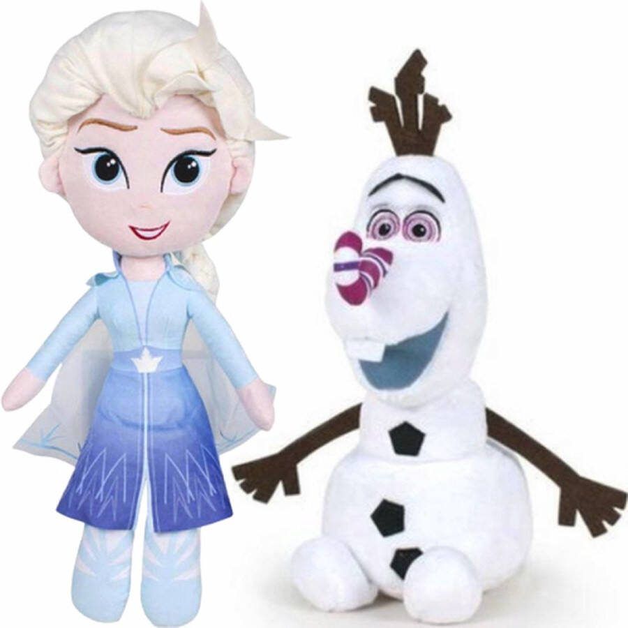 Disney Frozen Elsa + Olaf Pluche Knuffel 32 cm { 2 Plush Toy Speelgoed pop Knuffelpop Knuffeldier voor Kinderen Jongens Meisjes Anna Elsa Sven Olaf Sneeuwpop}