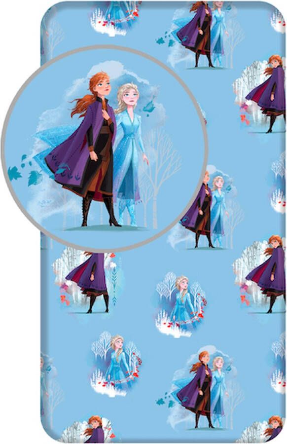 SimbaShop Disney Frozen Hoeslaken Anna Elsa Eenpersoons 90 x 200 cm Blauw